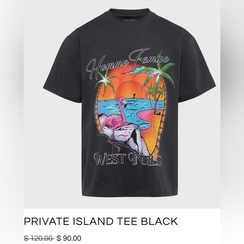 NWT: HommeFemme Private island black Tee